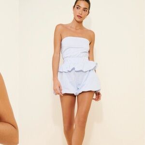Dara Romper in White & Blue